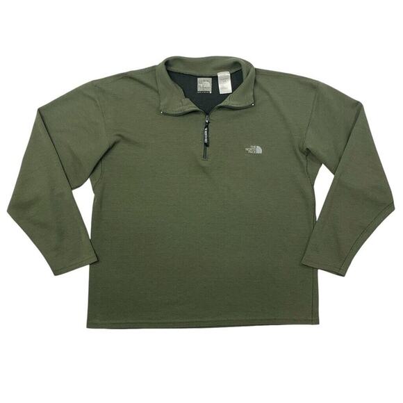 Vintage The North Face Sweatshirt Mens L Large Swamp Green 1/4 Zip Long Sleeve - Picture 1 of 12